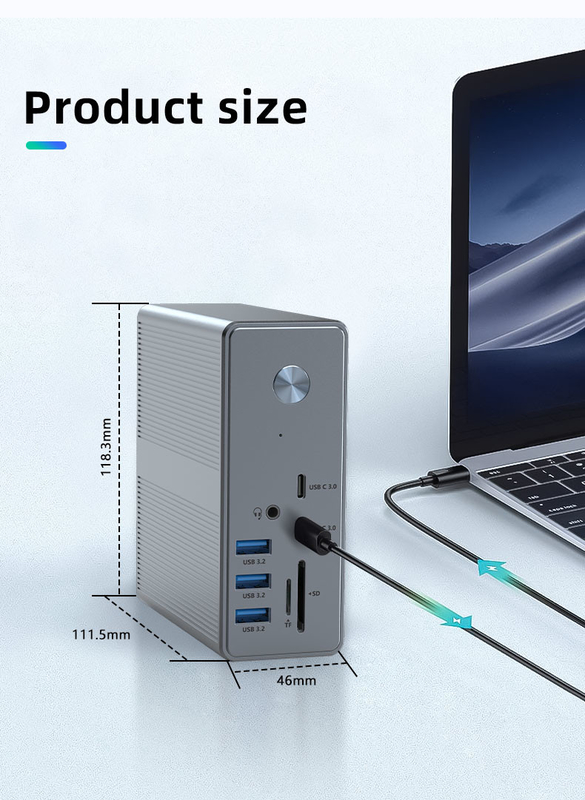 USB A Port Performance Docking Station Multifungsi dengan pendinginan dan ventilasi dan disipasi panas