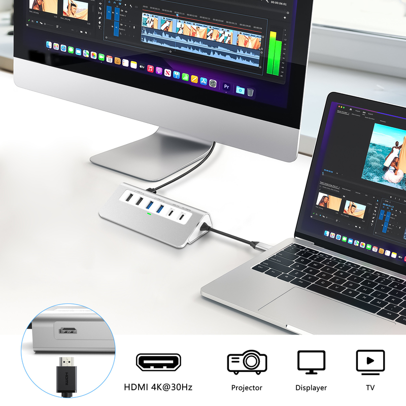 Fitur Tambahan 9 dalam 1 USB-C Docking Station dengan Manual Pengguna dan Desain Kompak Termasuk