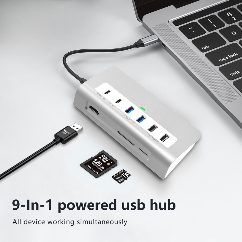 Fitur Tambahan 9 dalam 1 USB-C Docking Station dengan Manual Pengguna dan Desain Kompak Termasuk