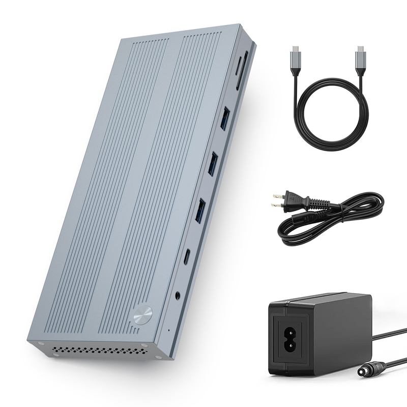 14 In 1 USB-C Docking Station dengan Displaylink IC Type C ke HDMI Mendukung Triple Monitor hingga 4K Aluminium Alloy dan ABS