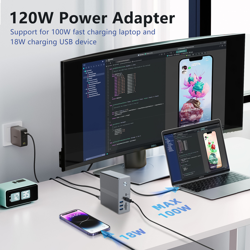 DC36-X1 Thunderbolt Docking dengan dukungan layar 60Hz/30Hz dan kecepatan transfer data hingga 10Gbps