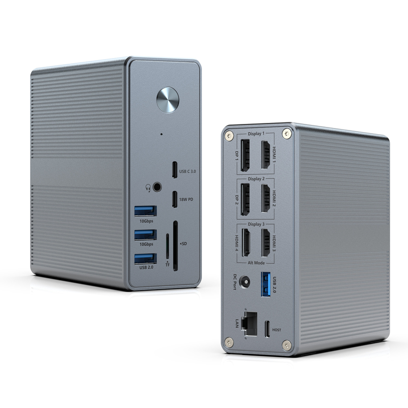 18 in 1 USB-C Docking Station Resolusi Tinggi Hingga 4K dengan Display Link Extend Mode