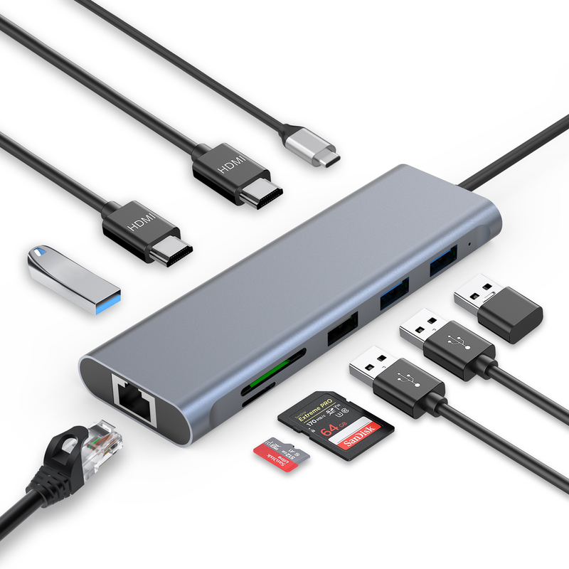 Type C USB Multi Port Hub Adaptor USB Type-C Dengan Port USB 3.0 Dan RU6A-H2