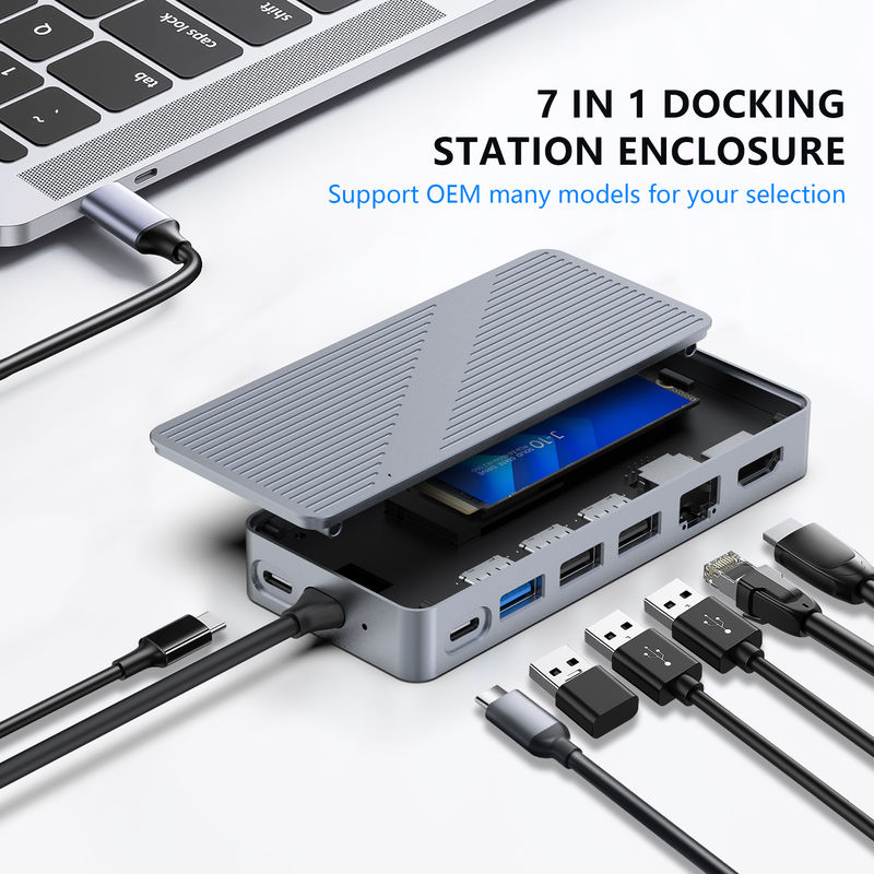 USB-C Docking Station USB 3.0 1G Ethernet 4K HDMI untuk perangkat USB C Kompatibilitas
