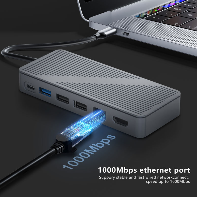 USB-C Docking Station USB 3.0 1G Ethernet 4K HDMI untuk perangkat USB C Kompatibilitas