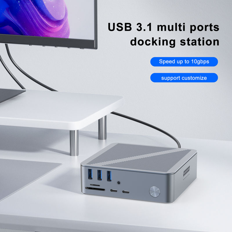 Desktop USB-C Docking Station HDMI 4K Resolution Display Port USB C 3.1 Untuk Laptop PC